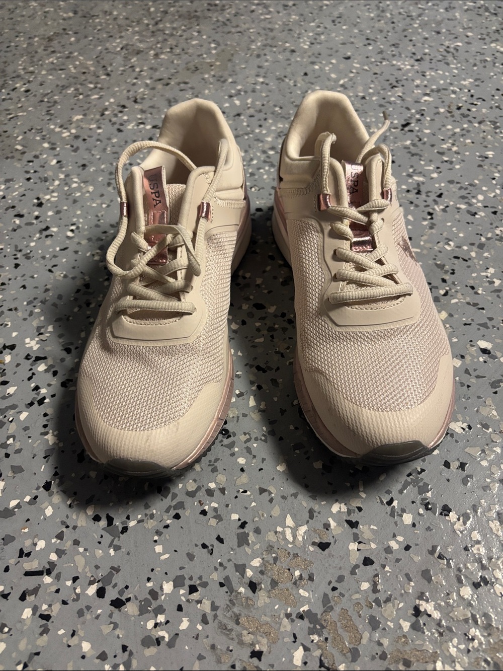 U.S. Polo Assn. Girls' Light Pink and Cream Lace-Up Sneakers